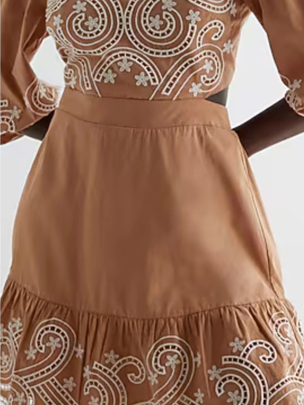 NWT Express Embroidered Eyelet
V-Neck Tie Back Mini Dress 3/4 sleeves Size L. - Picture 13 of 14